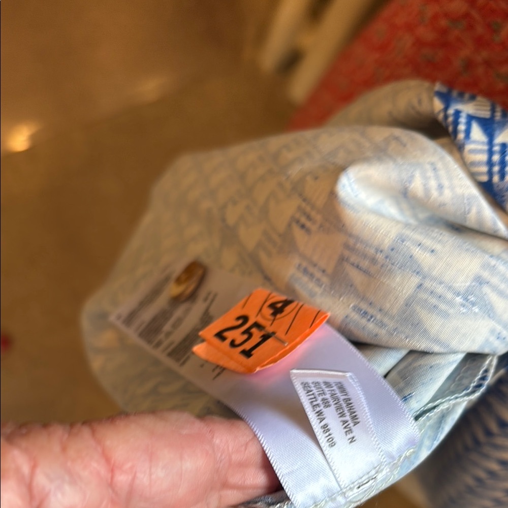 TOMMY BAHAMA Blue Patterned Men's Shirt - Picture 6 of 6